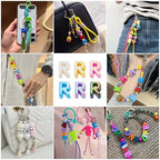 Beadthoven 20pcs Big Letter R Beads Large Hole Bubble Alphabet Acrylic Beads Charm Iridescent Plastic R Shape Loose Chunky Spacers for Jewelry Making Bracelet Necklace Keychains Shoelaces Crafts - color: R