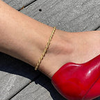 DEARMAY 14K Gold Plated Ankle Bracelets Set for Women Waterproof, Anklets for Women Cuban Link Layered Pack Jewelry Gift - color: Gold Anklet-S