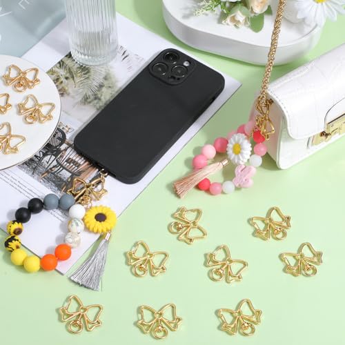 SUNNYCLUE 1 Box 20Pcs Swivel Snap Hooks Metal Swivel Clasps Spring Snap Keychain Clip Metal Butterfly Hanging Buckle Bowknot Lobster Claw Clasp for Jewelry Making DIY Bag Keychains Accessories