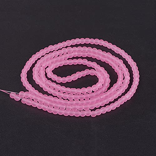 FASHEWELRY 200Pcs Transparent Frosted Glass Bead 4mm Matte Crystal Glass Loose Beads for DIY Jewelry Making (Pearl Pink) - color: Pearl Pink