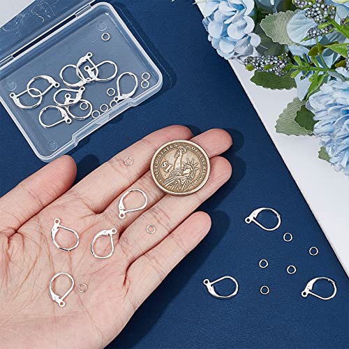 Beebeecraft 1 Box 20Pcs 925 Sterling Silver Plated Leverback Earwires French Earring Hooks 15.6x10x2mm Interchangeable Dangle Ear Wire Findings with 20Pcs Open Jump Rings for Jewelry Making - color: 20pcs S925 Plated #2