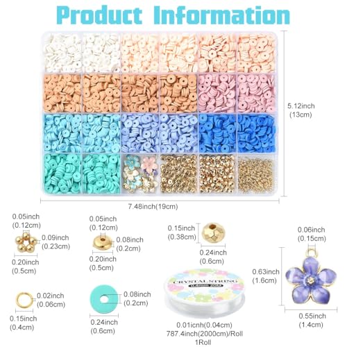3219 PCS Clay Beads Bracelet Making Kit, Heishi Beads for Jewelry Making, Friendship Bracelet Kit for Adult Necklace Earring DIY with Polymer Clay Material - color: Clay Beads Kit (1 Box with Accessories)-about 3219pcs