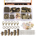 Tanstic 430Pcs Bronze Ribbon Ends Fastener Clasps Kit, Bookmark Pinch Crimp Ends with Open Jump Rings, Lobster Claw Clasps, Chain Extenders and Pendant Charms for DIY Crafts - color: Bronze Ribbon Ends