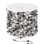 33 Feet Stainless Steel Enamel Chains Bulk, 2mm 304 Stainless Steel White Black Enamel Beaded Cable Link Chain Roll Spool for Jewelry Making - color: Stainless Steel White Black Beads