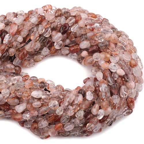 Natural Stone Beads 6-8mm Black Rutilated Quartz Oval Irregular Freeform Tumbled Loose Gemstone Beads for Jewelry Making 15 Inch Strand 50-55 Pcs - color: Black Rutilated Quartz-1 strand15”-approx. 55 beads