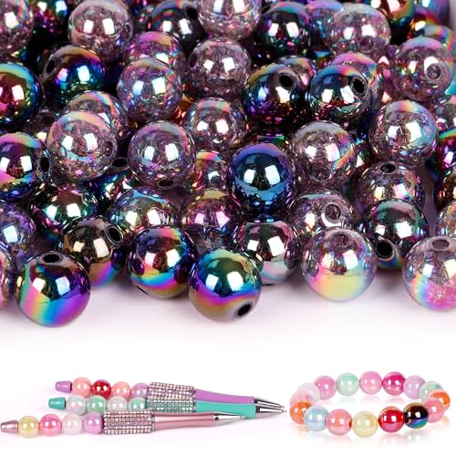 100 Pcs Beads for Pens - Focal Beads for Beadable Pens, Acrylic Bead for Beaded Pen, Rainbow Bead Keychains Bracelets Crafts, Black - color: Black, size: 100 pcs