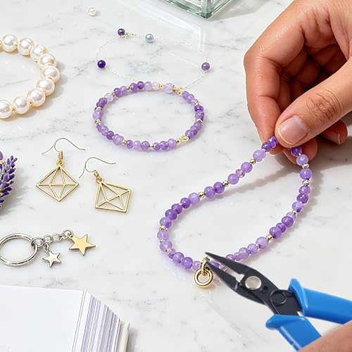 URSKYTOUS Split Ring Pliers Jewelry Making Tools Jump Ring Opener Tool Keychain Pliers for Opening Split Rings Jump Rings Jewelry Plier for Bracelet Fishing Beading DIY Craft Jewelry Making Supplies - color: Rh Blue