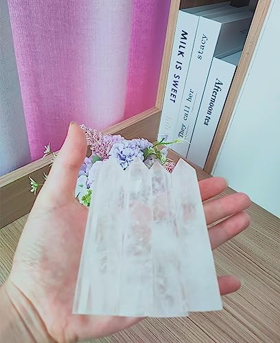 Luckeeper 4" Clear Quartz Crystal Wand Obelisk | Polished 6 Faceted Reiki Chakra Meditation Therapy,1PCS - size: 4" tall