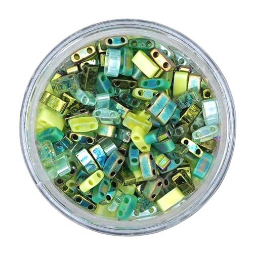 Mack and Rex Tila Bead Mixes (Meadow) – Half Tila Beads – Includes Sea Foam Green, Transparent Moss Picasso, Olive, Green Matte Rainbow, Two Golf Lime Green Shades, and Metallic Green - color: Meadow, size: 10 Gram Bag