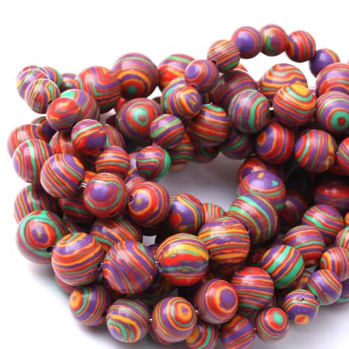 Painted Peacock Turquoise Stone Beads for Jewelry Making DIY Bracelet Necklace Gemstone Round Crystal 1 Strand 15.5inch 60PCS 6MM - color: Painted peacock turquoise, size: 6MM