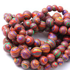 Painted Peacock Turquoise Stone Beads for Jewelry Making DIY Bracelet Necklace Gemstone Round Crystal 1 Strand 15.5inch 60PCS 6MM - color: Painted peacock turquoise, size: 6MM