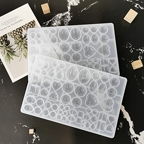 2 Pcs Gem Jewelry Casting Mold,Resin Jewelry Casting Molds for Making Earrings Jewelry Making Crafting Projects (Large) - color: mix-large