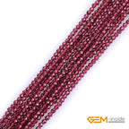 GEM-Inside Natural 2mm Red Garnet Gemstone Faceted Round Stone Loose Beads Crystal Energy Power for Jewelry Making 15" - color: AAA Red Garnet, size: 2mm