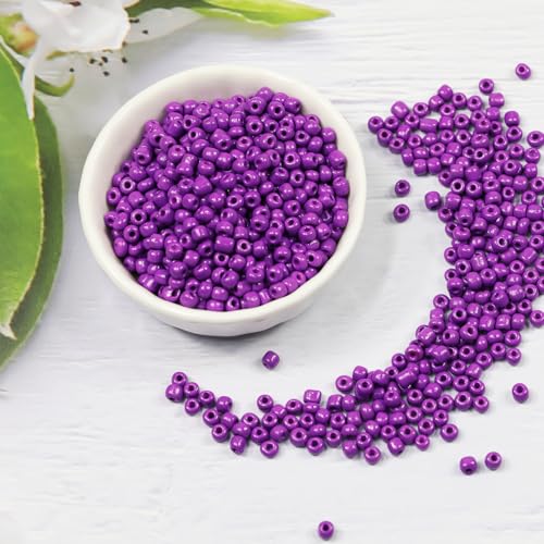 Dark Purple Beads Size 6/0 Crafts Glass Seed Beads 4mm for Jewelry Making (Total About 100g About 1200pcs) - color: Dark Purple
