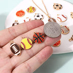 20PCS Sports Charms Enamel Basketball Baseball Pendant Charms for Jewelry Making Rhinestone Ball Game Softball Charms for Necklace Bracelet Earrings DIY Crafts - color: Set 1