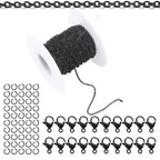 Topacket 33Feet Black Stainless Steel Necklace Chains Cable Link Chains for Jewelry Making DIY Craft Kit with Lobster Clasps Jump Rings - color: Black, size: 2.0mm