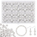100Pcs 10mm White Rhinestone Beads for Jewelry Making, Shiny Round Disco Ball Sparkly Beads Bulk with 10-Grid Storage Box for DIY Baseball Necklaces Shamballa Bracelets - color: White
