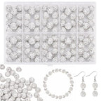 100Pcs 10mm White Rhinestone Beads for Jewelry Making, Shiny Round Disco Ball Sparkly Beads Bulk with 10-Grid Storage Box for DIY Baseball Necklaces Shamballa Bracelets - color: White