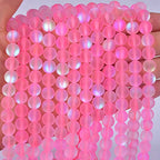 60PCS 6mm Natural Light Pink Mystic Aura Quartz Gemstone Frosted Matte Titanium Round Loose Spacer Beads 15 inch Full Strand Crystal Healing Power Quartz - color: Light Pink, size: 6mm