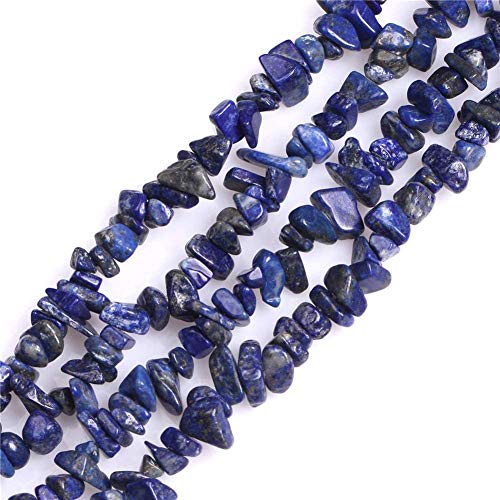 HAAMIIQII 5-8mm Natural Blue Lapis Lazuli Chips Beads Irregular Chip Stones Loose Gemstone Beads for Jewelry Making Strand 30 Inch - color: Lapis Lazuli