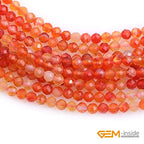 GEM-Inside 3mm Natural Stone Faceted Red Carnelian Agate Spacer Small Beads for Jewelry Making 15'' - color: Red Carnelian Agate, size: 3mm