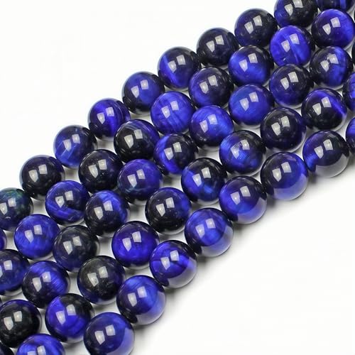 MJDCB Stone Beads 12mm 30pcs Round Sapphire Blue Tiger's Eye Loose Gemstone Bead Charms for Jewelry Making Bracelet Necklace Earring Pendant - color: Sapphire Blue Tiger's Eye, size: 12mm