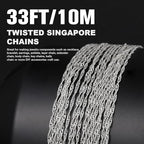33 Feet Silver Singapore Chains Roll, 2MM Silver Plated Brass Twisted Link Chains Spool Bulk for Jewelry Making DIY Craft - color: 2.0mm silver Singapore chain