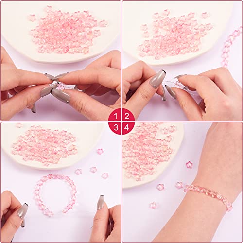 UR URLIFEHALL 100 Pcs Pink Spray Painted Glass Star Beads with Glitter Powder Glass Beads for Earring Bracelet Necklace Jewelry DIY Making - color: 100pcs-8x8.5x4mm-pink star glitter glass beads