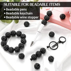 40 Pcs 20 mm Rhinestone Beads Bulk Crystal Round Disco Ball Chunky Bubblegum Beads for Pens Bracelets Charms Craft European Style Jewelry Making Supplies Christmas(Black) - color: Black
