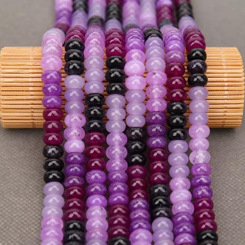 BONNY BOXX 1 Strand Natural 5 * 8mm Purple Shade Rondelle Beads, Natural Abacus Disk Stone Beads Loose Spacer Gemstone for DIY Bracelet Necklace Jewelry Making - color: Purple Shade, size: 5*8MM