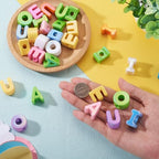 30Pcs Acrylic Vowel Letter Slider Beads Chunky Alphabet Letter Bead Charm Rainbow Color Large Initial Spacer Beads for Wristbands Bracelets Necklace Choker Jewelry Making - color: Mixed Color, Vowel