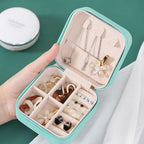 Travel Jewelry Case 2 Pack Mini Travel jewelry Box Portable Organizer Women Girls Gift Box for Rings Earrings Necklaces Bracelets - color: Blue