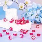 100pcs 14mm Large Hole Beads Glass Crystal Faceted Beads Magenta European Crystal Spacer Beads for Valentine's Day Necklace Earring Bracelet Crafts Jewelry Making - color: Magenta