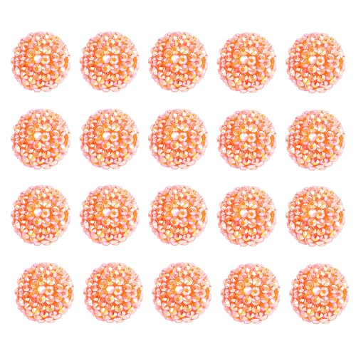 20mm Rhinestone Beads for Pens, 20pcs Chunky Large Spacer Bead for DIY Pens Phone Chain Keychain Candy Sparkle Bling Ball Beads Bulk(Orange) - color: AB Orange 20MM 20PCS, size: 20MM