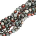 100pcs Natural Stone Beads 8mm African Bloodstone Round Genuine Real Stone Beading Loose Gemstone Hole Size 1mm DIY Charm Smooth Beads for Bracelets Necklaces Earrings Jewelry Making Crafts - color: African Bloodstone