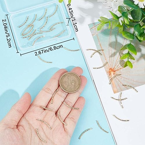 CREATCABIN 1 Box 40 Pcs 18K Gold Plated Curved Tube Bead Fish Scale Noodle Tube Bead Long Curved Brass Spacer Connector Bulk for Jewelry Making Charms Bracelets Necklaces Accessories 20mm - color: Gold-19