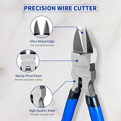 Wire Cutters 6 Pack, KAIHAOWIN 6 inch Dikes Small Wire Cutters Flush Cutters Wire Snips Clippers Diagonal Cutters Side Cutters Cutting Pliers for Crafting - size: 6pack