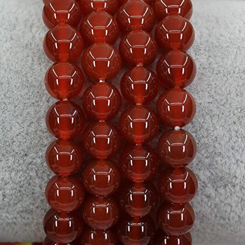 Angelstones Handmade Natural Healing Gemstone 8mm Round Beads Stretch Crystal Bracelet 7 Inch Unisex - color: Red Agate