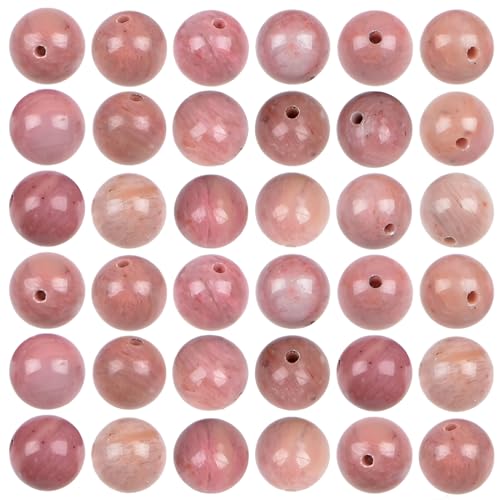 100pcs Natural Stone Beads 8mm Pink Rhodochrosite Round Genuine Real Stone Beading Loose Gemstone Hole Size 1mm DIY Charm Smooth Beads for Bracelets Necklaces Earrings Jewelry Making Crafts - color: Pink Rhodochrosite