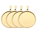 10pcs stainess steel cabochon base setting 25mm round cameo pendant trays diy jewelry blank bezel for necklace making (25mm gold) - size: 25mm Gold