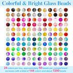 XSEINO About 7200pcs 144 Colors 6mm Crackle Glass Beads Bracelet Making Kit,6Box Different Style Crack Series Colorful Crystal Beads for Bracelet Jewelry Making,DIY Crafts,Friendship Bracelets - color: All 6 Series