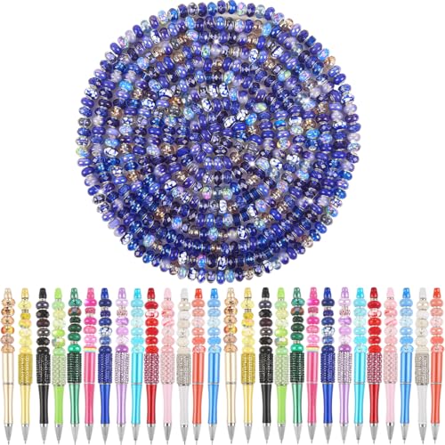 Large Hole Dark Blue European Beads - 100 Assorted Pieces for Pens, Fairy Wand, Garden, Lampwork, Craft, Spacer, DIY Charms, Bracelet, Necklace, Earring, Jewelry Making - color: Dark Blue, size: 100 Pcs