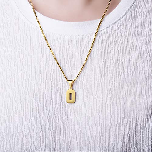 Number Necklaces Personalized Necklaces 18K Gold Plated Initial Number Pendant Stainless Steel Chain Sports Necklaces for Men Women - color: Gold, style: 2.