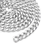 Craftdady 2Pcs Flat Chain Strap Silver Metal Purse Handbag Shoulder Body Replacement Strap 39.3" Twisted Curb Link Aluminum Cable Chain for Wallet Clutch Belt Necklace Bracelet - color: Silver, 16.5x13mm