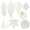 Dazzling Colorful Filigree Charms Hollow Out Multicolor Geometric Filigree Pendants for DIY Jewelry Making Earrings Necklaces Components - color: Leaf