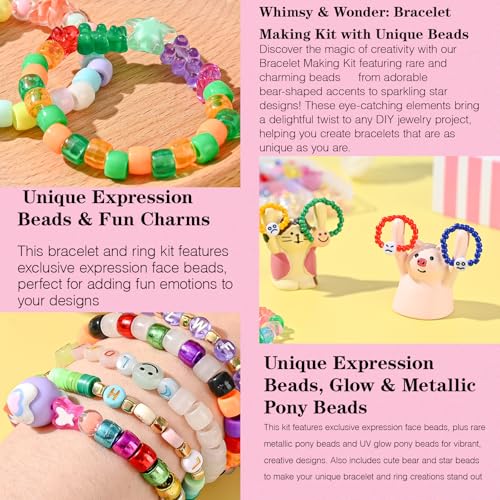 SJZWSD Friendship Bracelet Making Kit– 6 Boxes of Pony, Seed, Clay & Letter Beads, UV Glow in The Dark Beads, Tools & Charms – Jewelry Craft Kit for Kids & Adults - color: GlowMuse