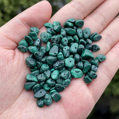 30in Malachite Natural Chip Stone Beads 5-8mm About 230pcs, Irregular Drilled Dark Green Bead for Bracelets Jewelry Making Supplies for Adults, DIY Crafts. - color: Malachite