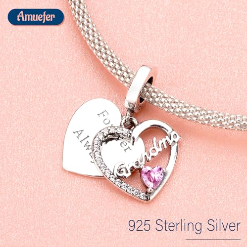 Love Family Friendship Graduation Mothers Nurses Day S925 Bead Pendant Charms for Pandora Bracelets Necklaces, Gifts Women, for Anniversary Birthday Valentines Day Christmas, Silver Gold - style: Grandma Charms Forever & Always