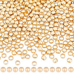 Beebeecraft 1 Box 300Pcs Round Crimp Beads 14K Gold Filled Brass Spacer Stopper Bead Clamp Ends Rondelle Crimper Beads for Jewelry Making - size: 3mm