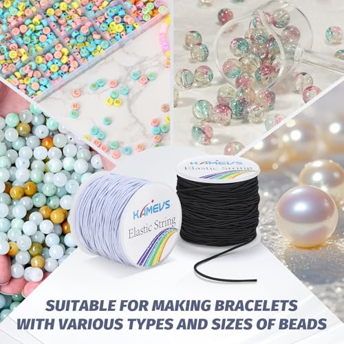 Elastic Cord 2 Rolls, 330 Feet, 1mm Sturdy Stretchy String, Elastic String for Bracelets, Beading, Necklaces, Jewelry Making, and Craft Supplies